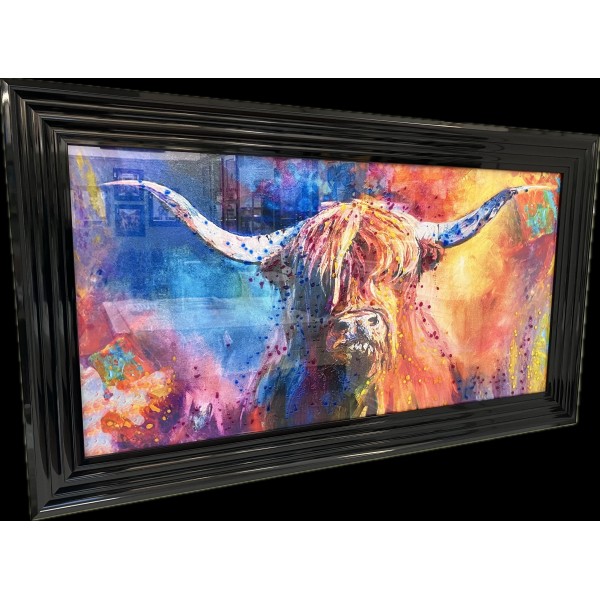 Cow picture 100 x 50 with Matt Black Lyon frame